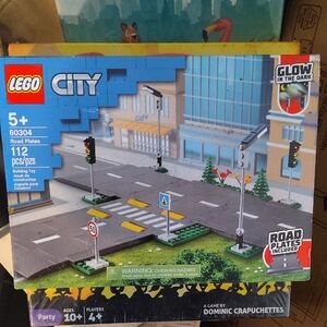 Lego City Road Plates Set - Gray, Blue, Yellow, Green